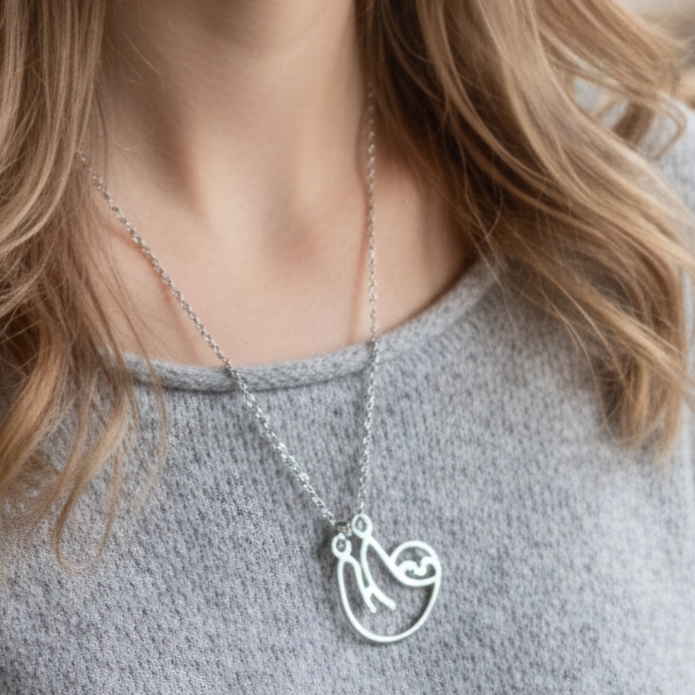 Adorable Silver Sloth Hanging Necklace